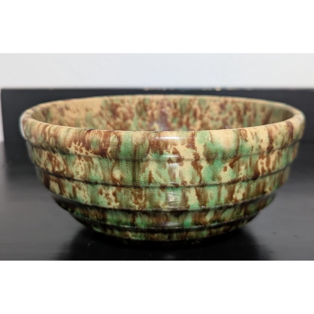 Morton Pottery Woodland Spongeware Small Mixing Bowl 6 1/2" x‎ 3"
